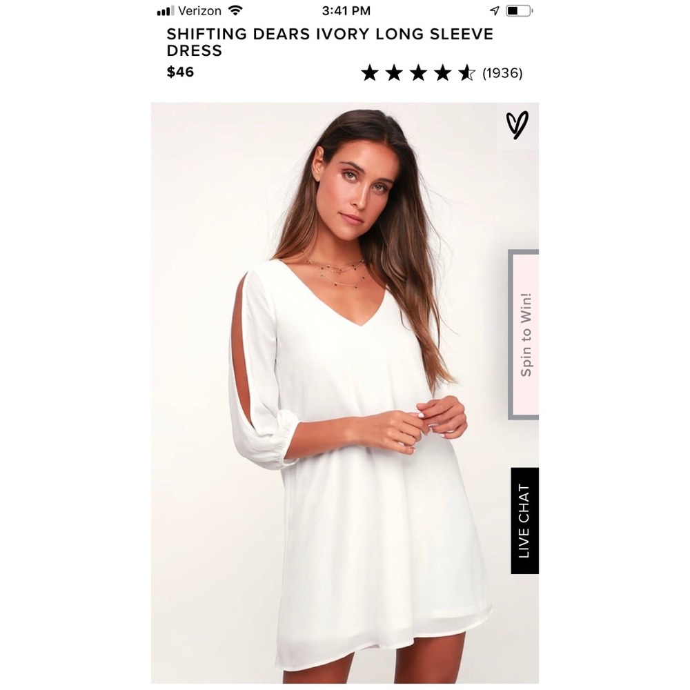 NWT Lulu’s white shift dress, size S